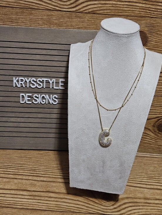 Source Unknown Jewelry - Gold Crystal Initial C Necklace Layering